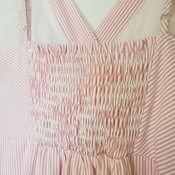 FANTASTIC Fawn L Midi Dress Striped Pink/White Button Up Cotton* - Picture 13 of 15